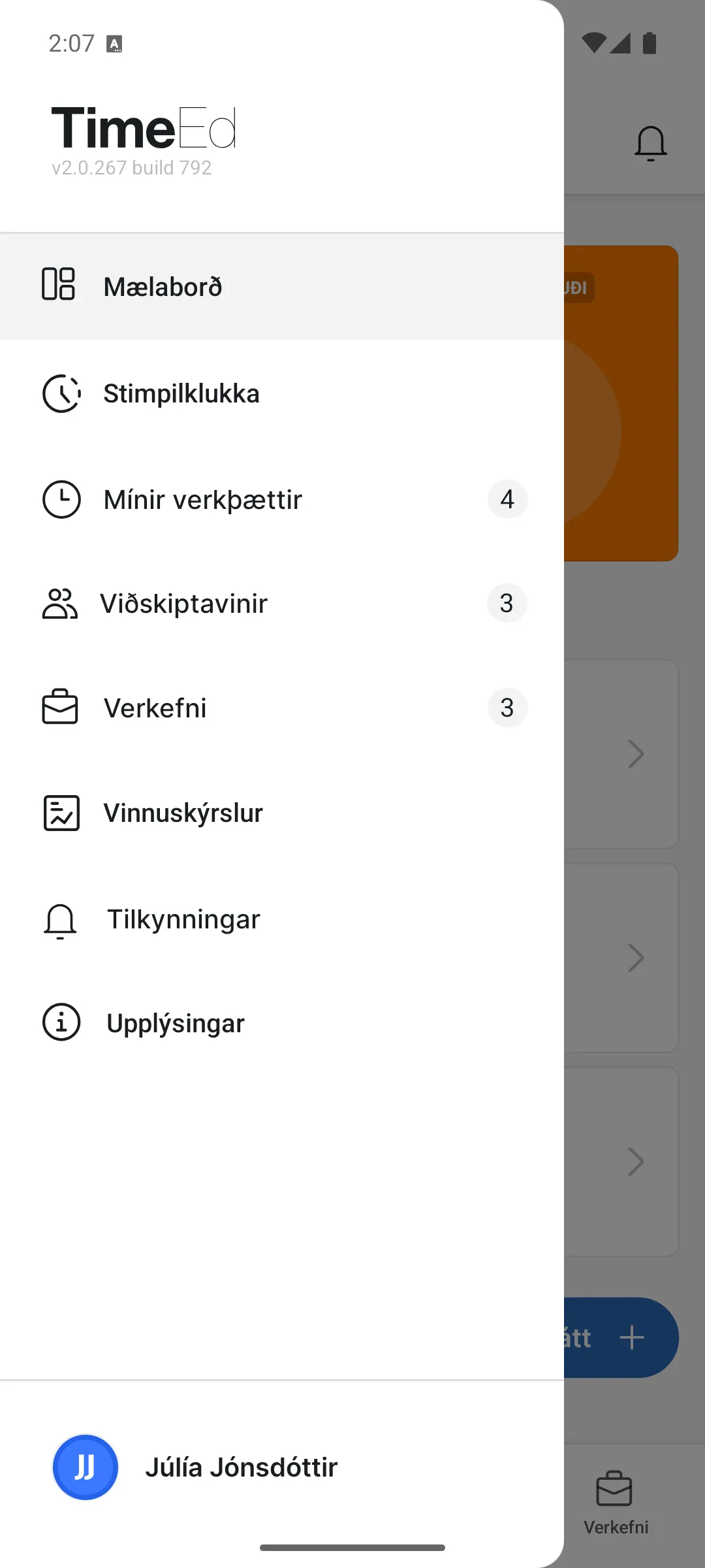 Valmyndin í appinu