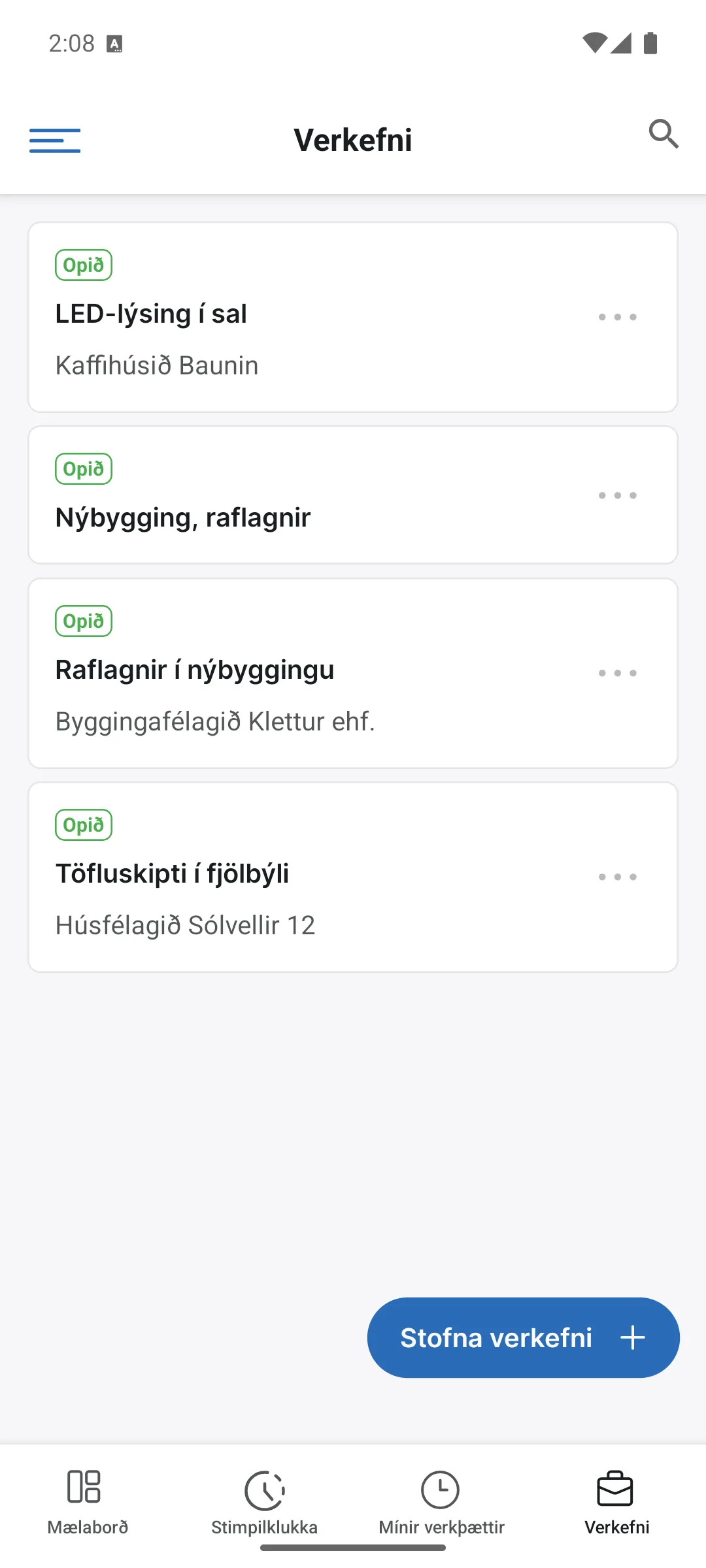 Verkefni í appinu