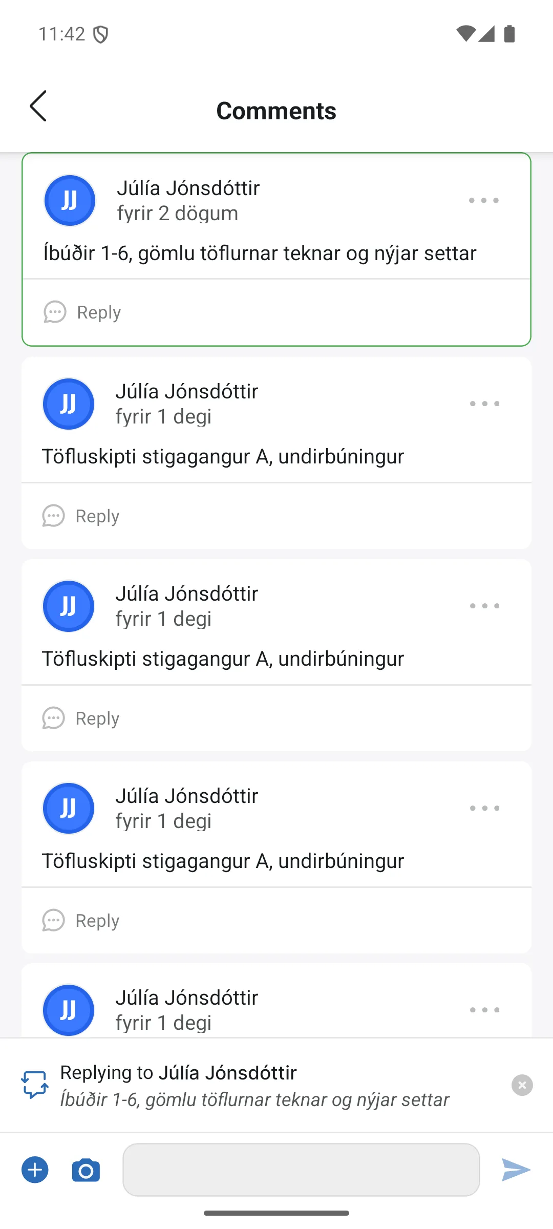 Adding a photo to a comment