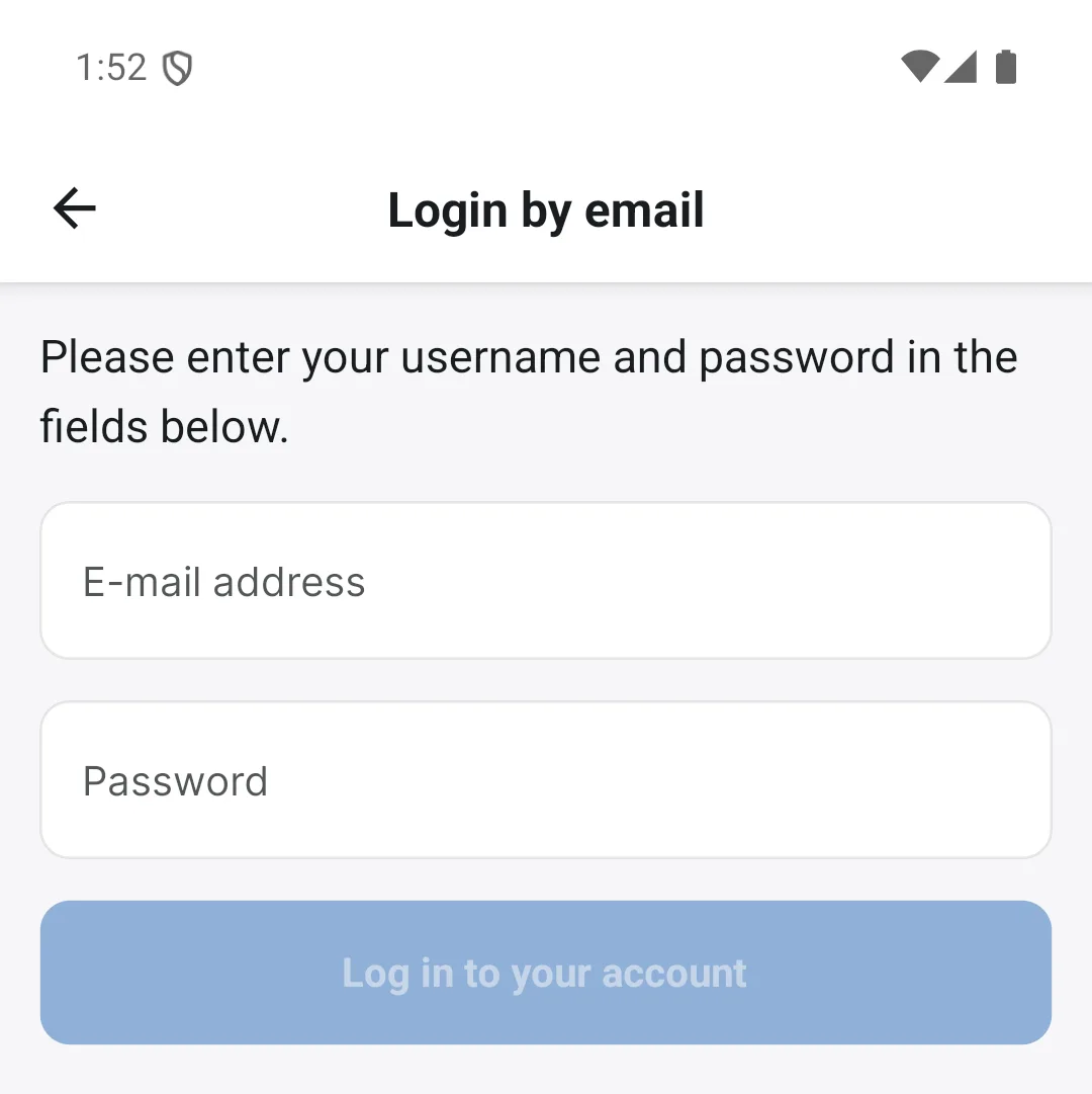 Signing in with email