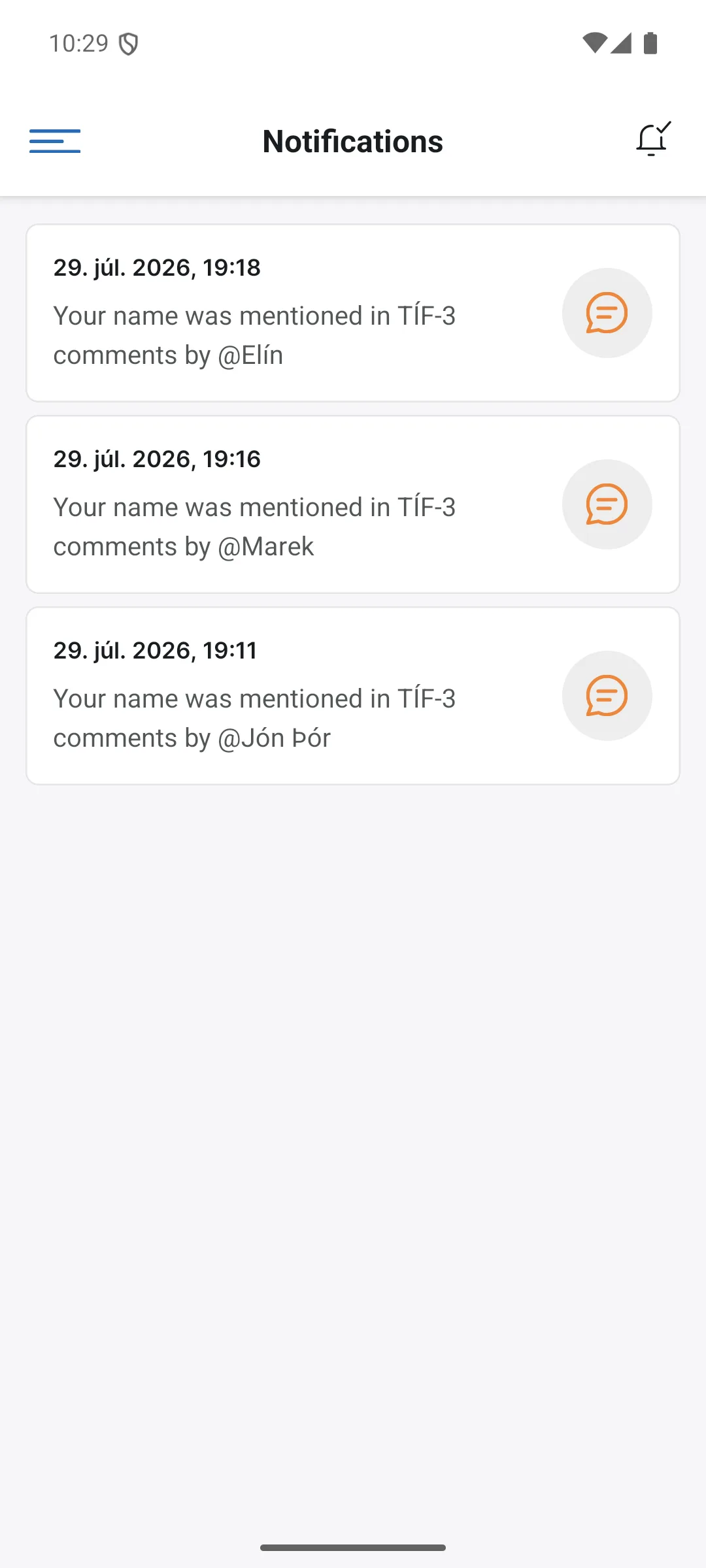 Notifications in the app