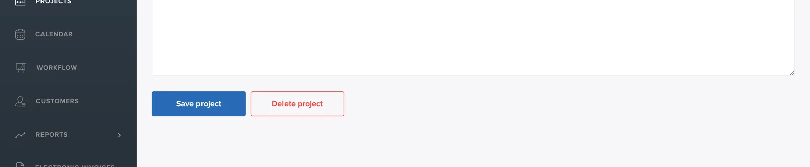 The Save and Delete project buttons