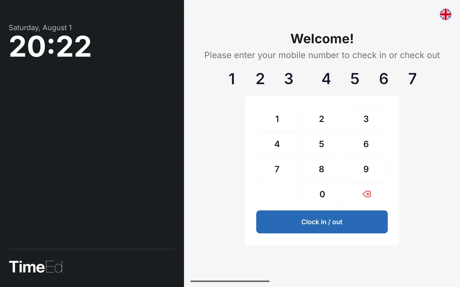 Mobile number entered