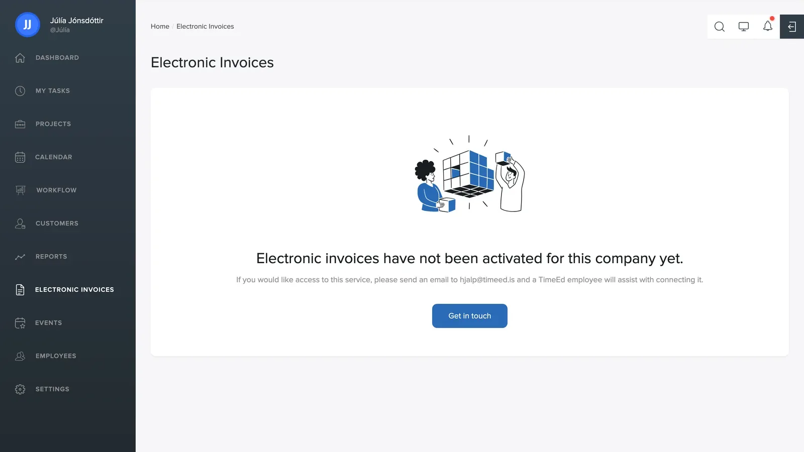 Electronic invoices, activation
