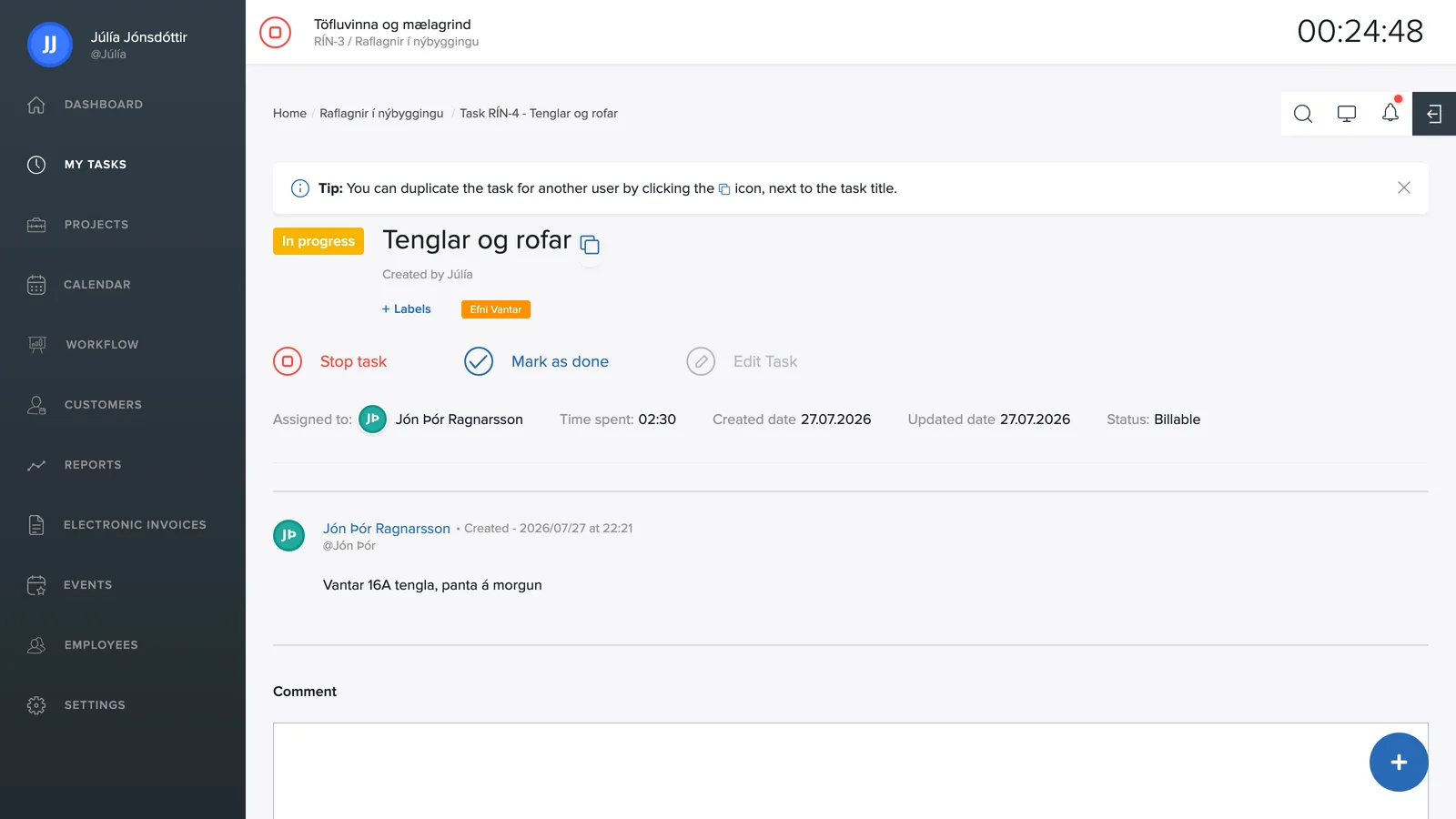 Task page