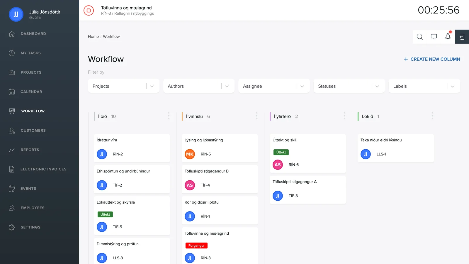 The workflow board