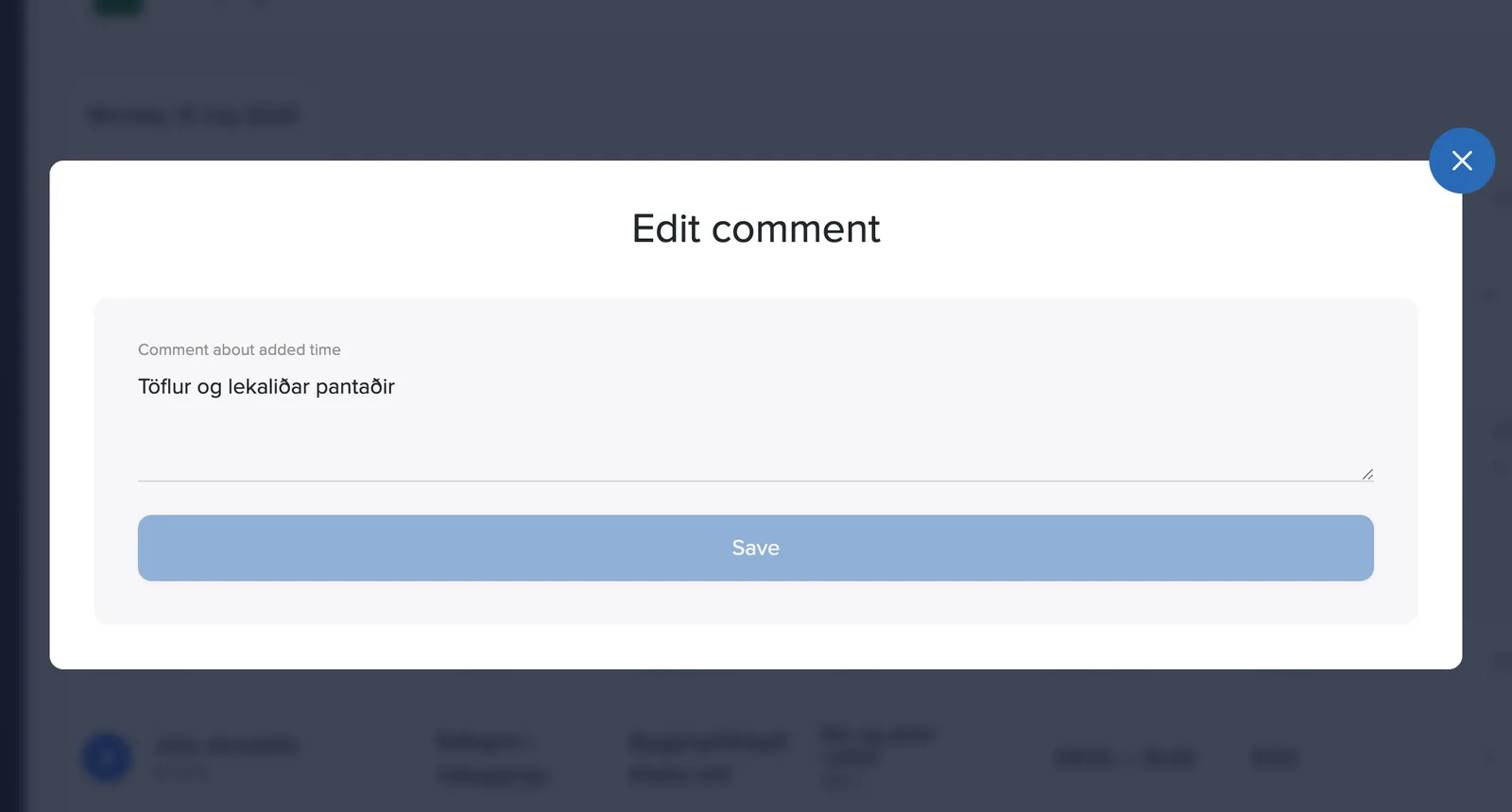 The Edit comment dialog