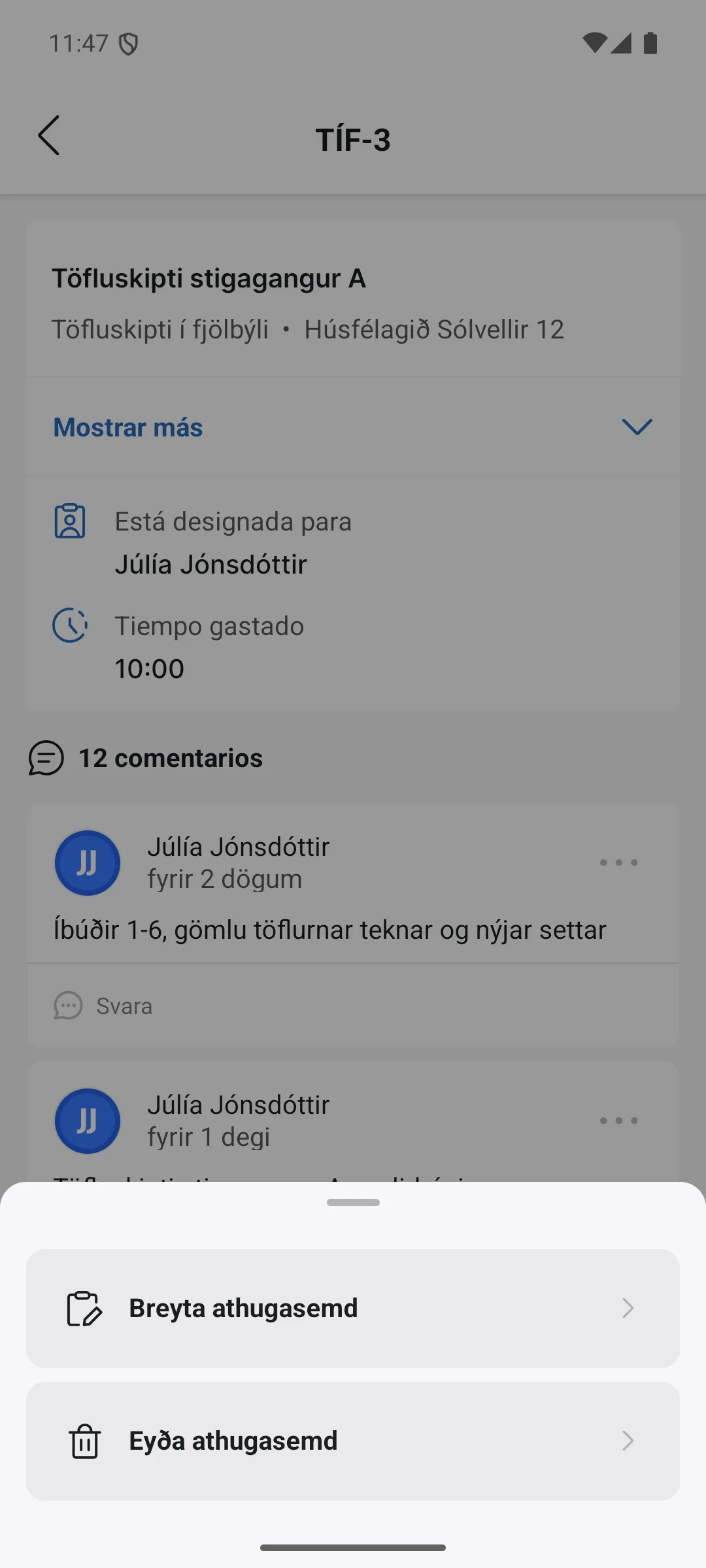 Editar o eliminar tu propio comentario