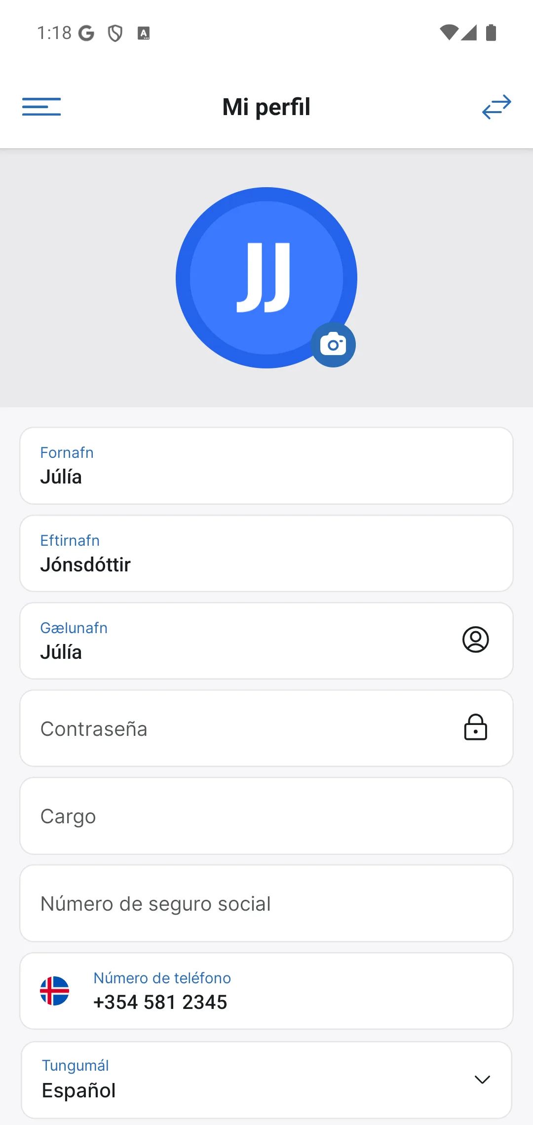 El perfil en la app