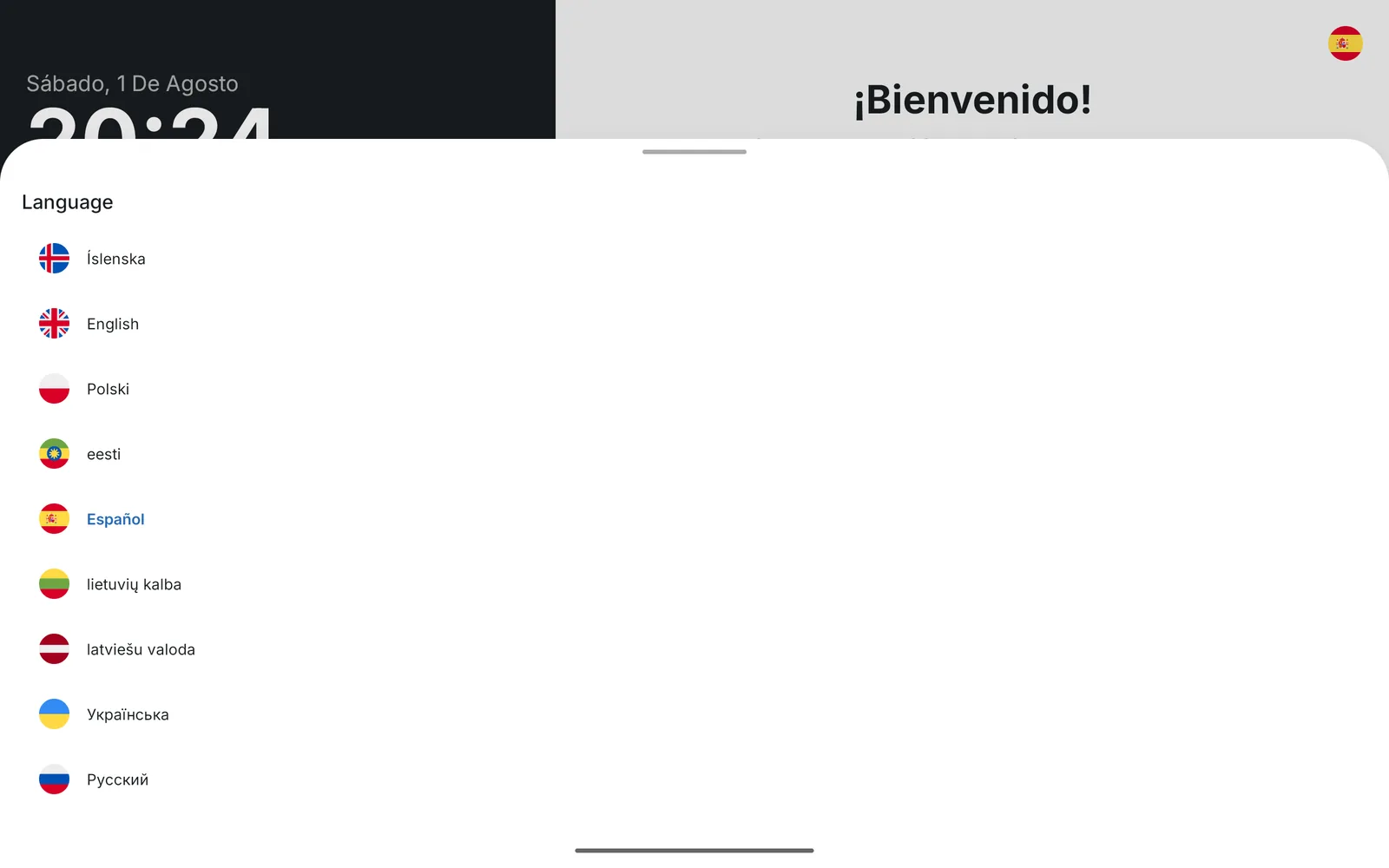 La lista de idiomas