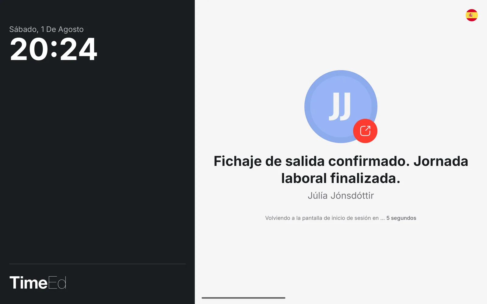 Fichaje de salida confirmado