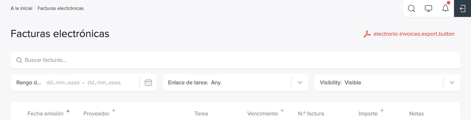 Fila vinculada con etiqueta de tarea