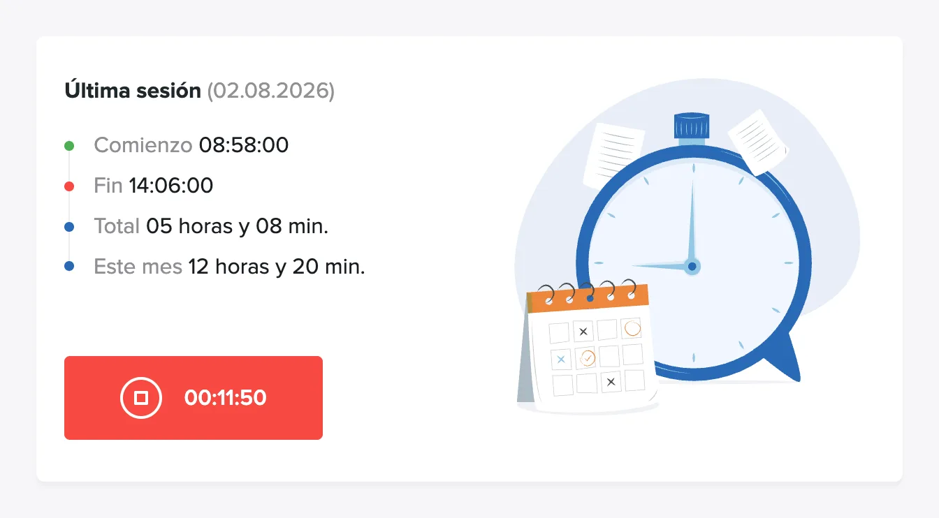 El reloj de fichaje en marcha