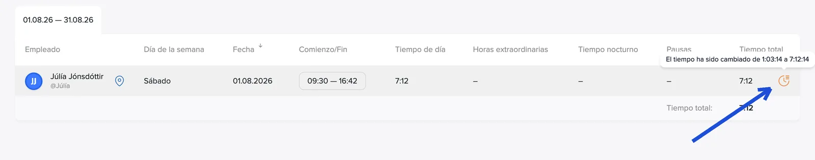 Icono naranja: el tiempo se ha modificado