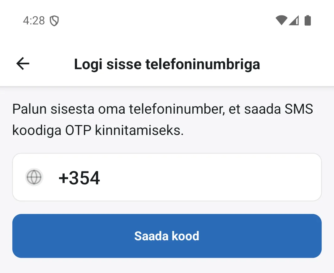 Sisselogimine telefoninumbriga