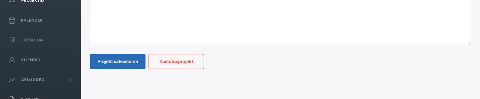 Nupud Salvesta ja Kustuta projekt