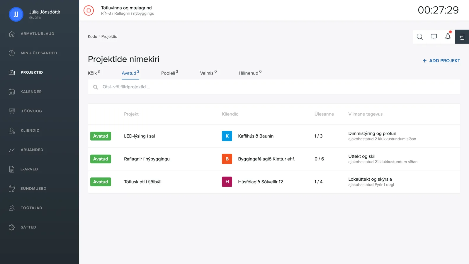 Projektide nimekiri