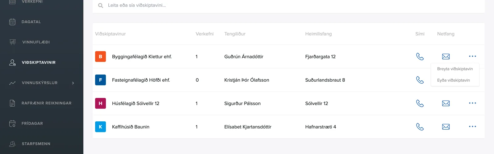 Valmyndin með Eyða viðskiptavin