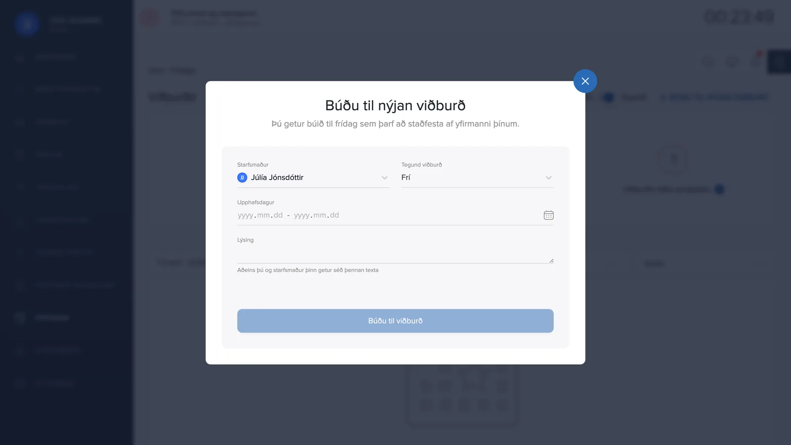 Búðu til nýjan viðburð