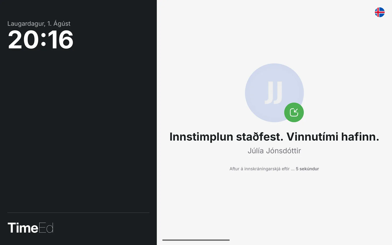 Innstimplun staðfest