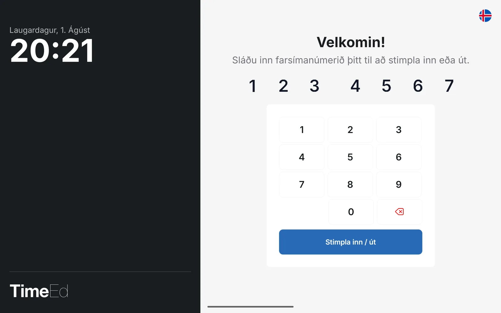 Farsímanúmer innslegið