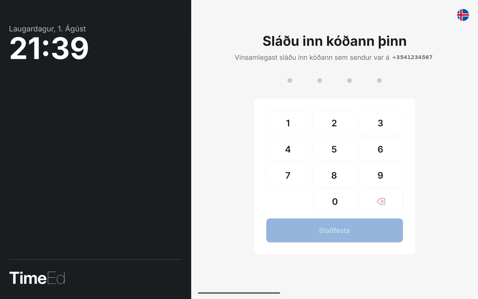 SMS-kóðinn sleginn inn