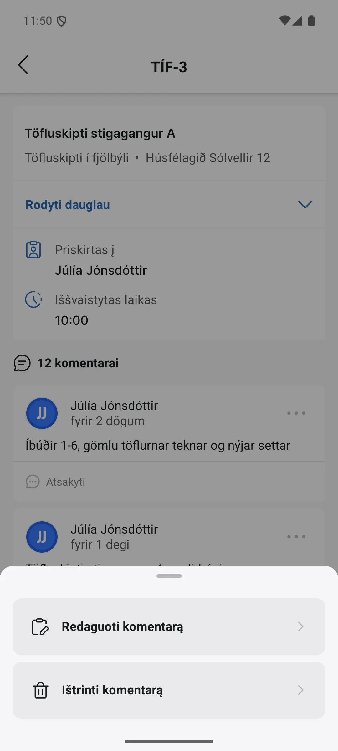 Redaguoti arba ištrinti savo komentarą