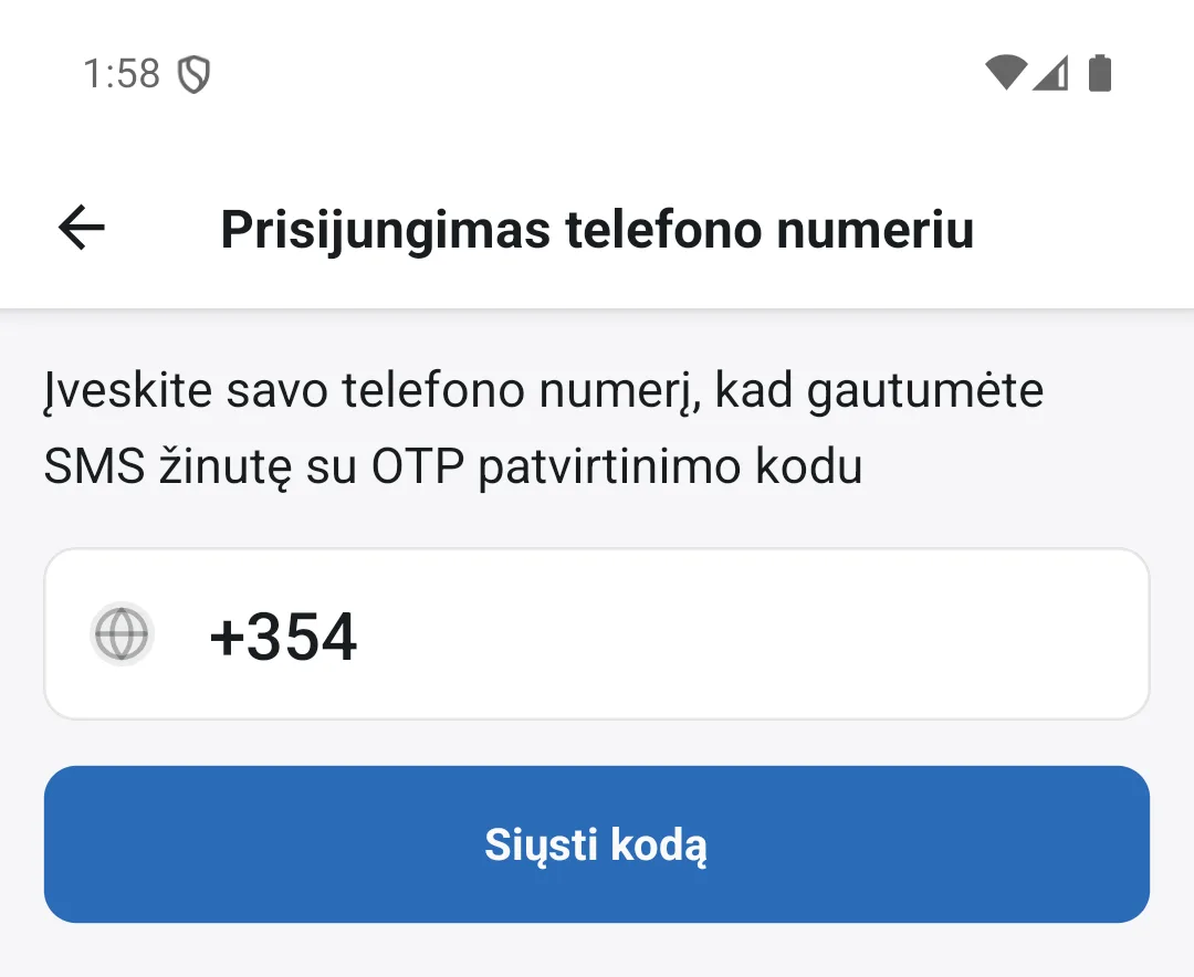 Prisijungimas telefono numeriu