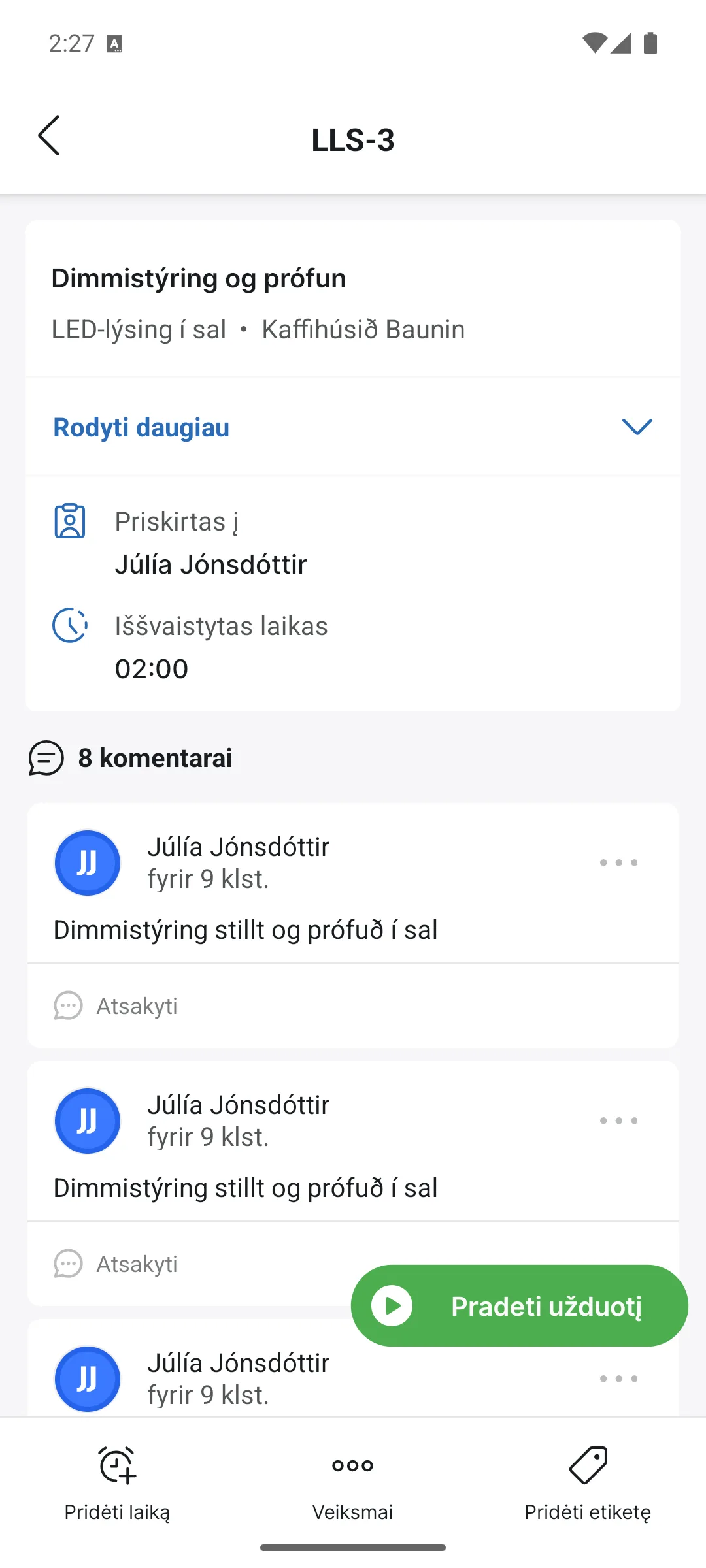 Užduotis programėlėje