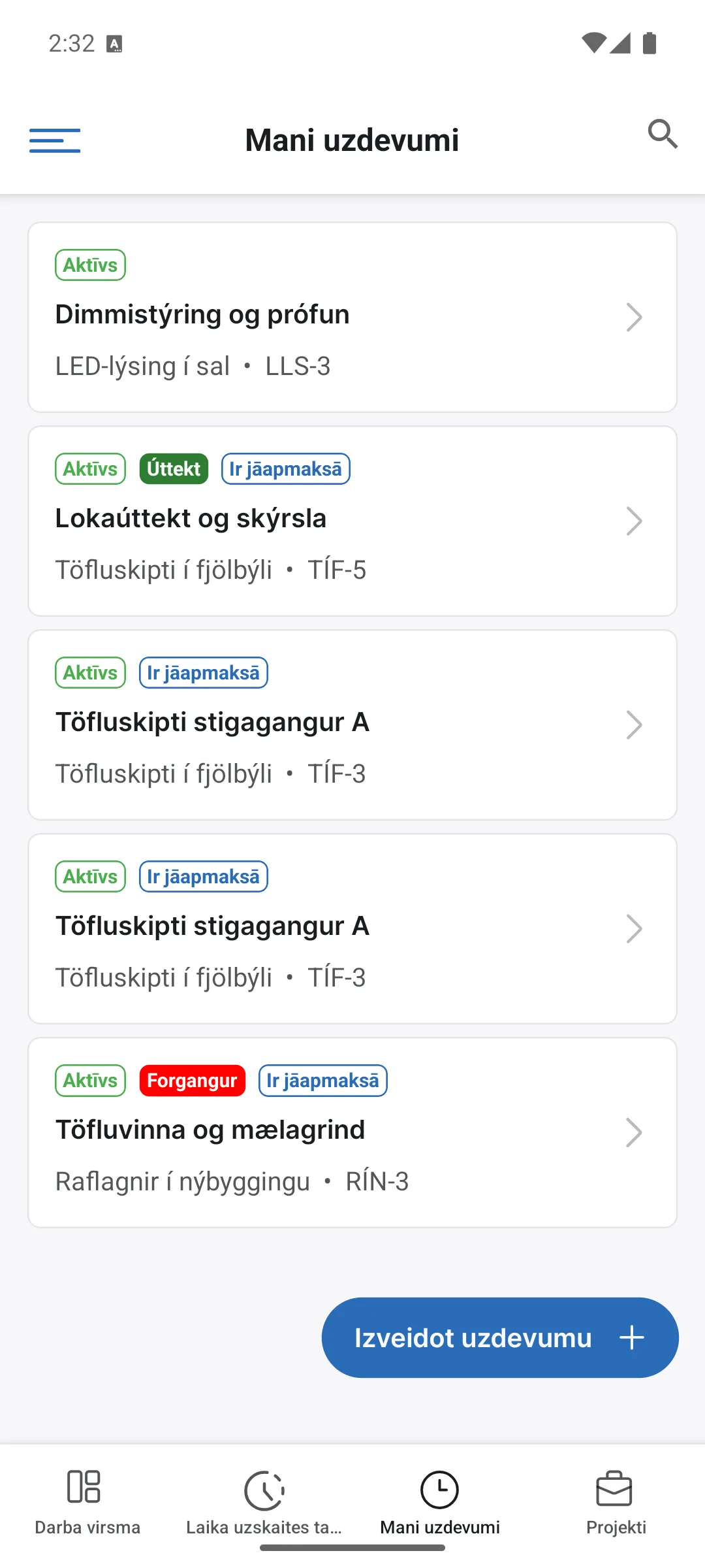 Mani uzdevumi lietotnē