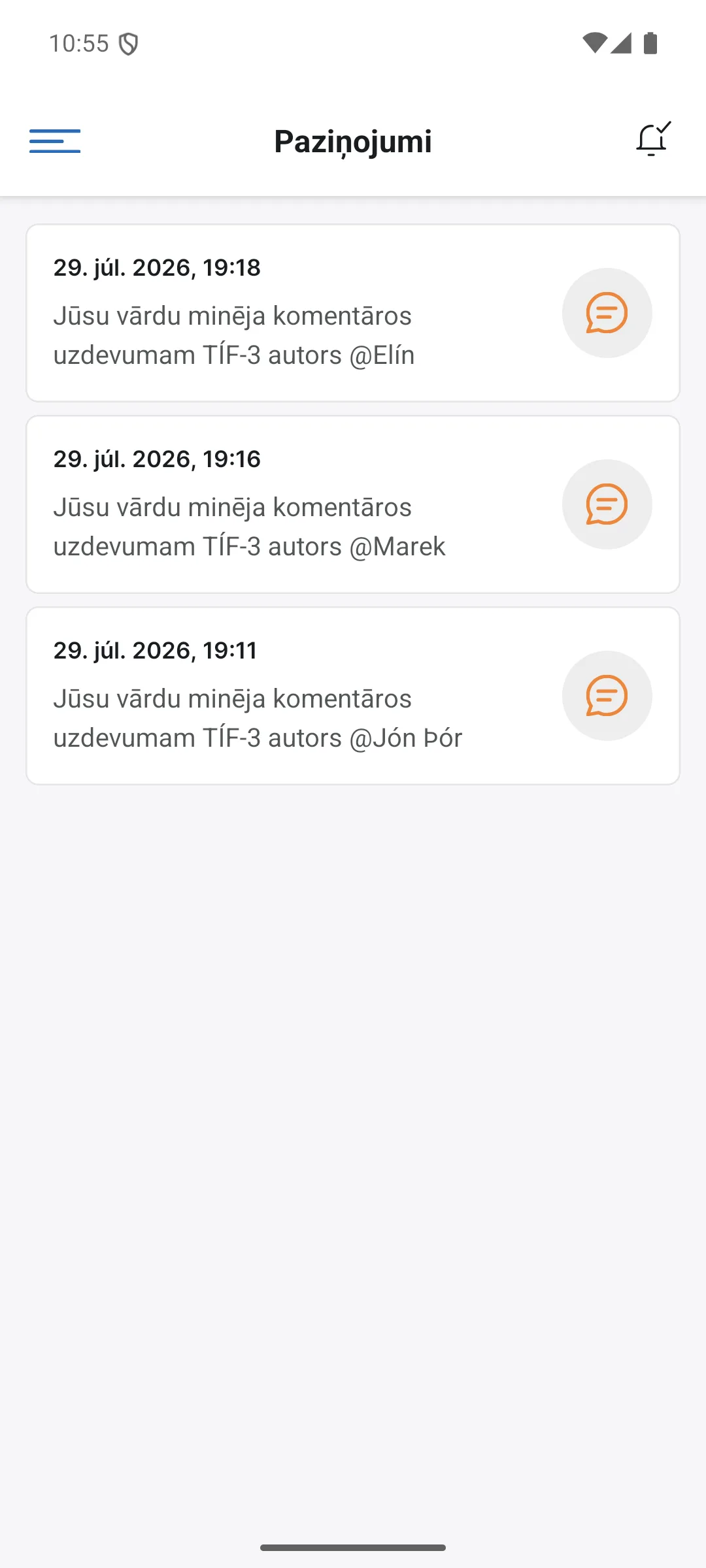 Paziņojumi lietotnē