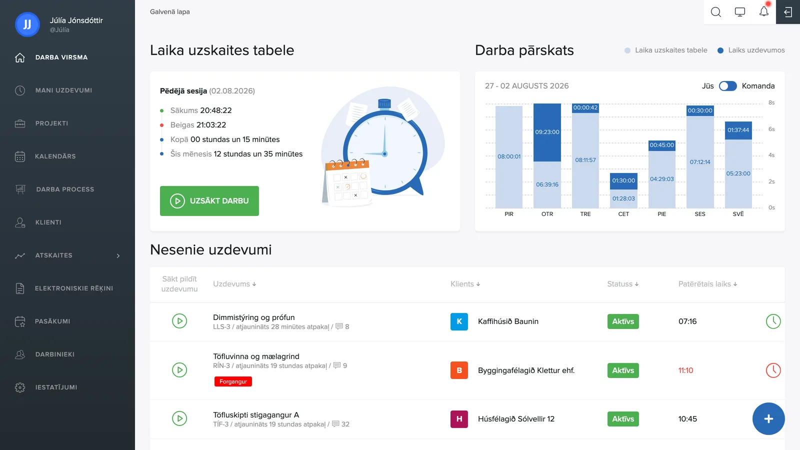 Informācijas panelis TimeEd