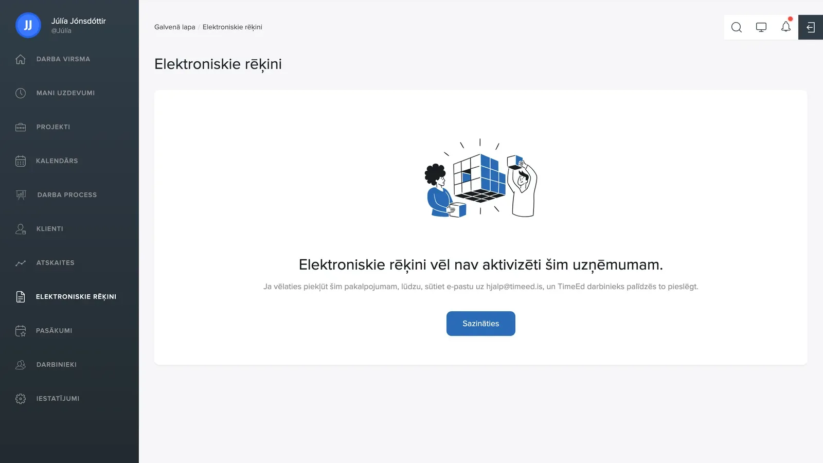 Elektroniskie rēķini, aktivizēšana