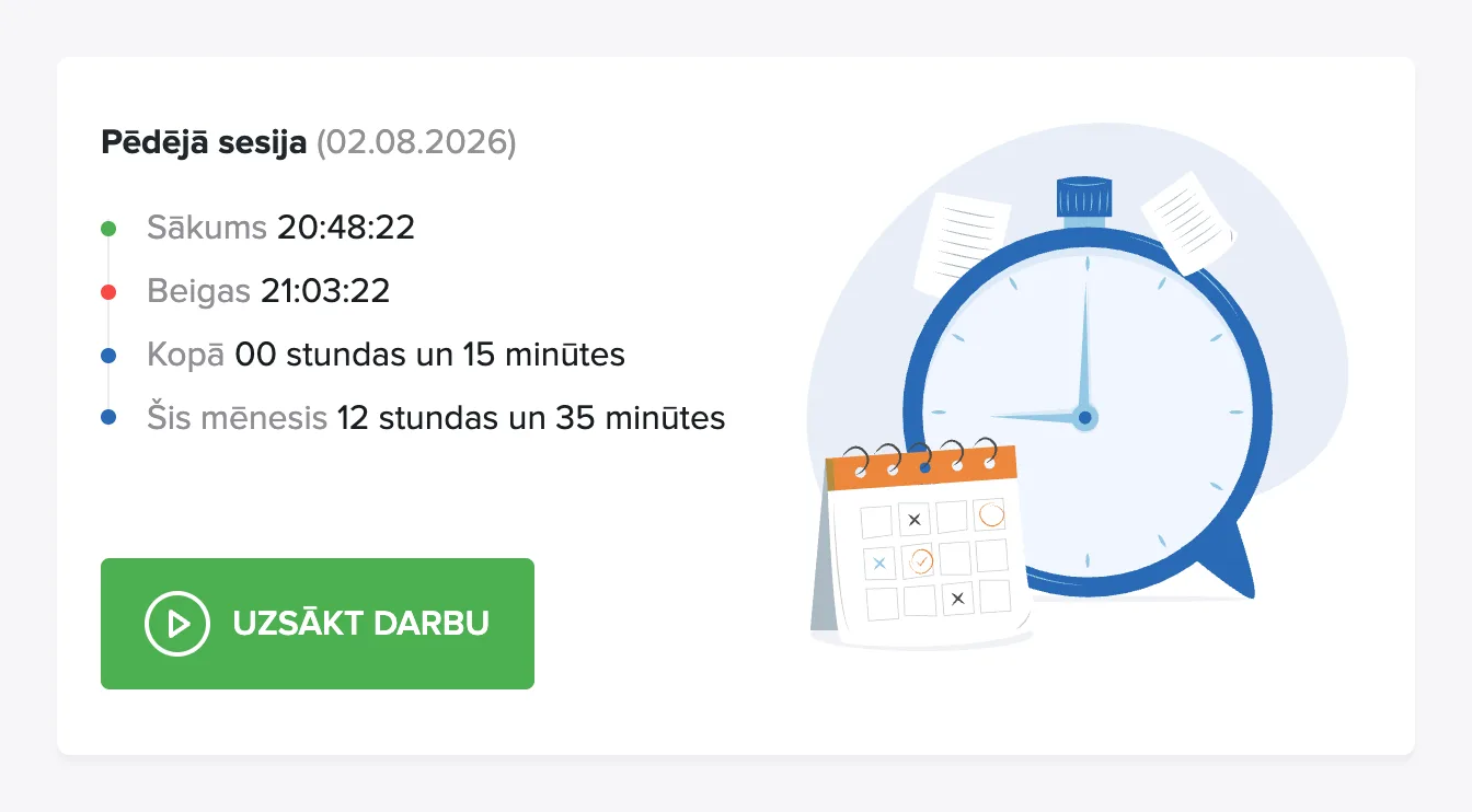 Darba laika pulkstenis informācijas panelī