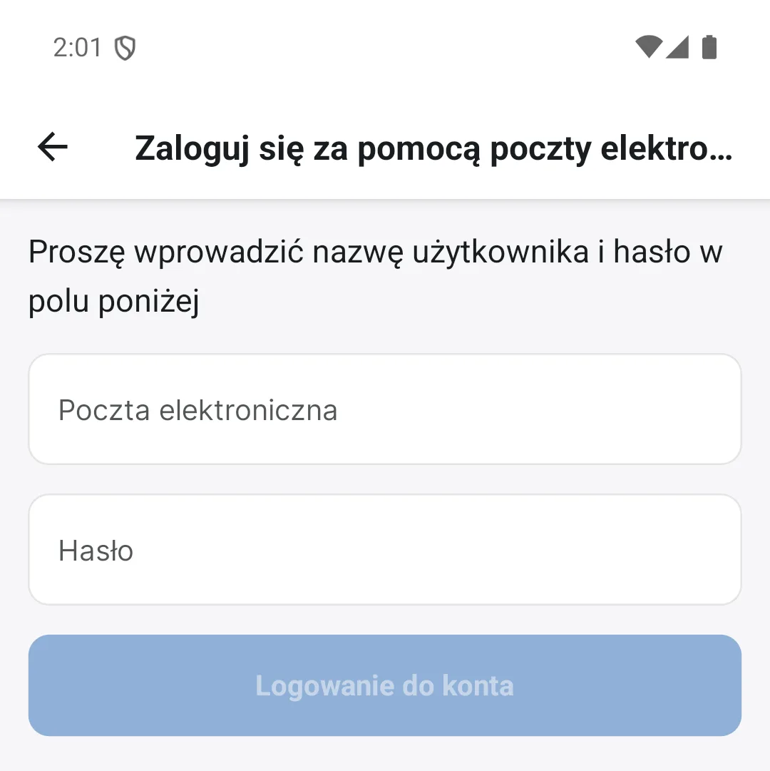 Logowanie adresem e-mail