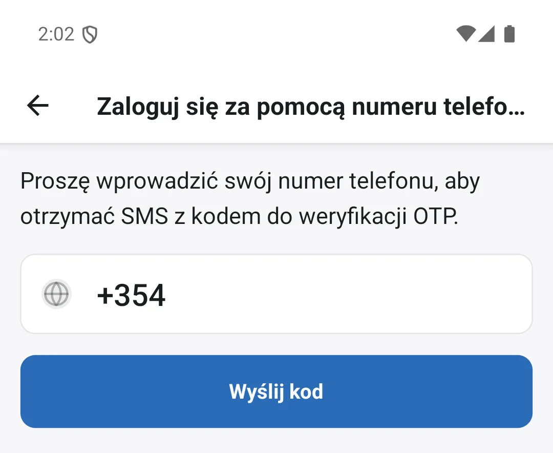 Logowanie numerem telefonu
