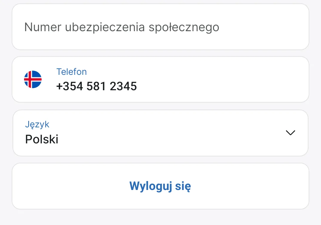 Wyloguj się na dole ekranu profilu
