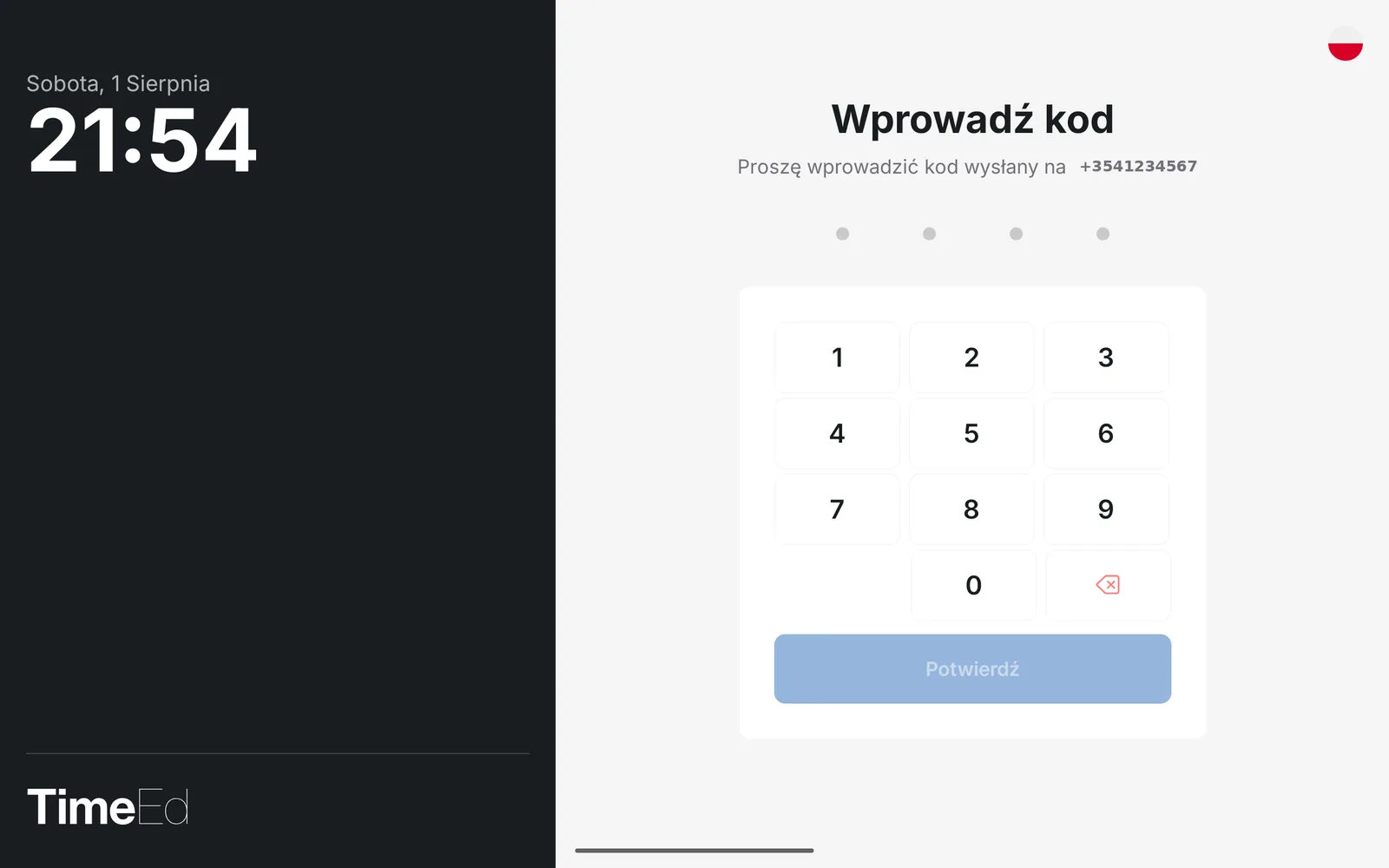Wpisywanie kodu SMS