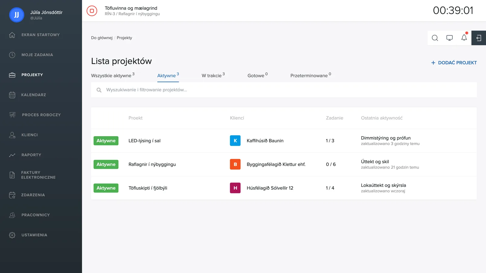 Lista projektów