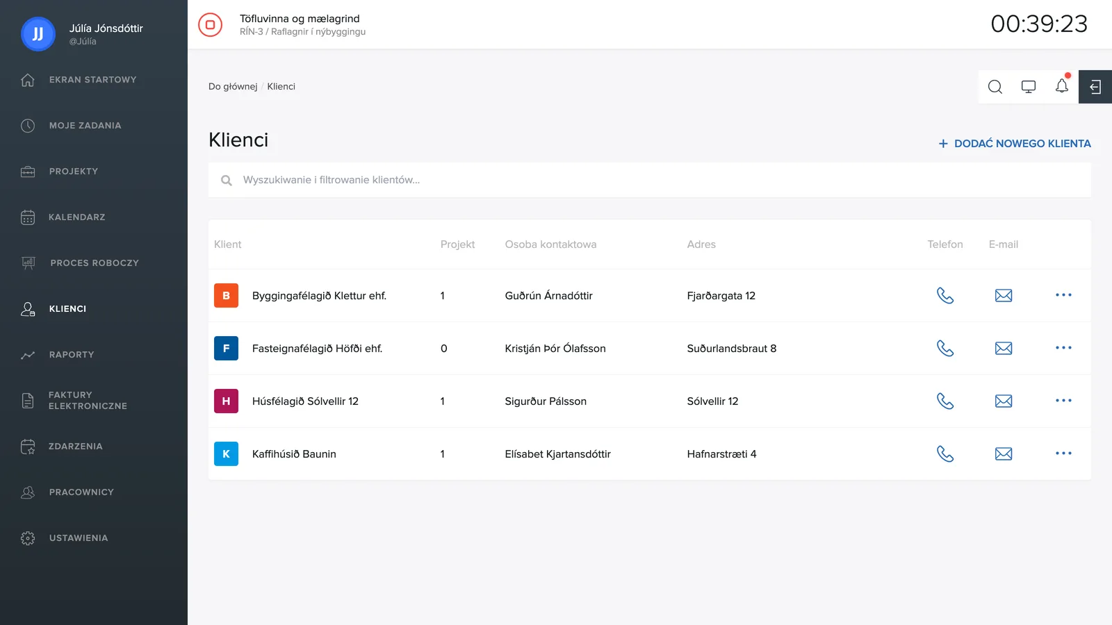 Lista klientów