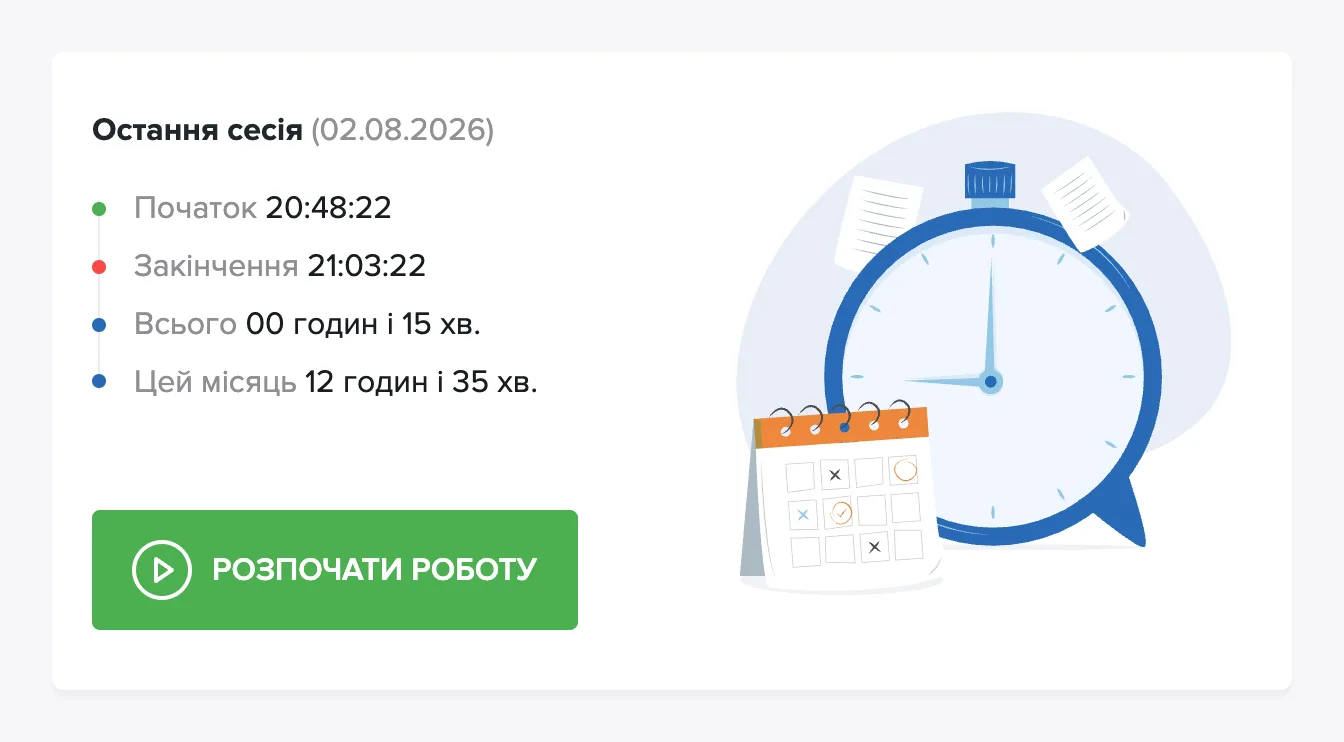 Табельний годинник на панелі керування