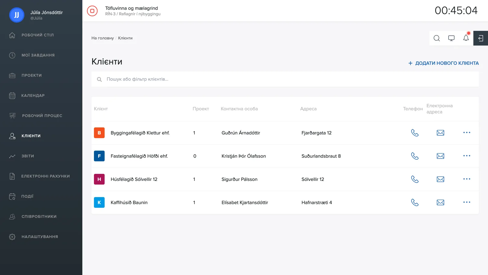 Список клієнтів